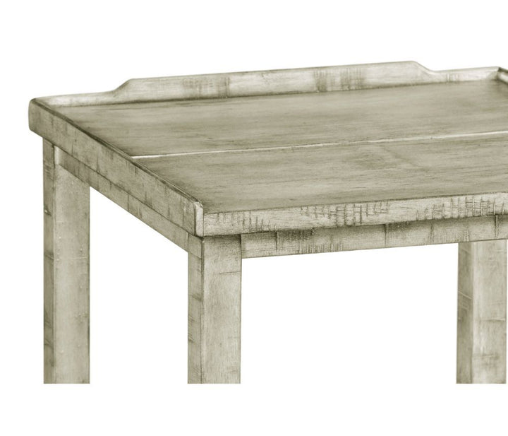 French Country Style Rustic Square Lamp Table - Grey
