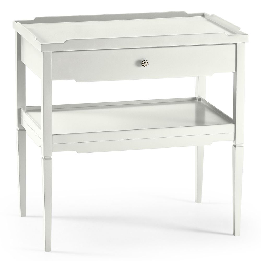 French Country Style Lacquered Bedside Table - White Dove