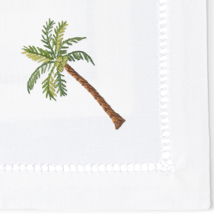 Palm Tree Embroidered Cocktail Napkins
