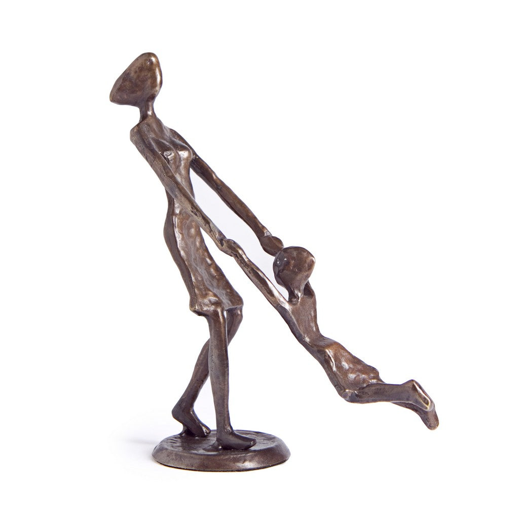 Mother Playing & Swinging Child Bronze Sculpture