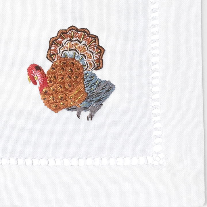 Turkey Embroidered Cocktail Napkins