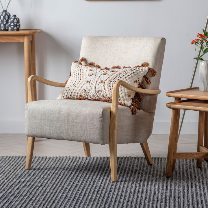 Chedworth Accent Chair - Natural Linen & Oak
