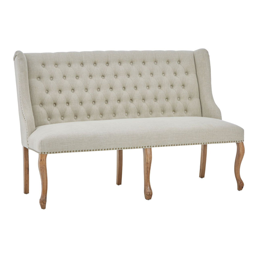 Harrison Cream Linen Fabric Upholstered Bench