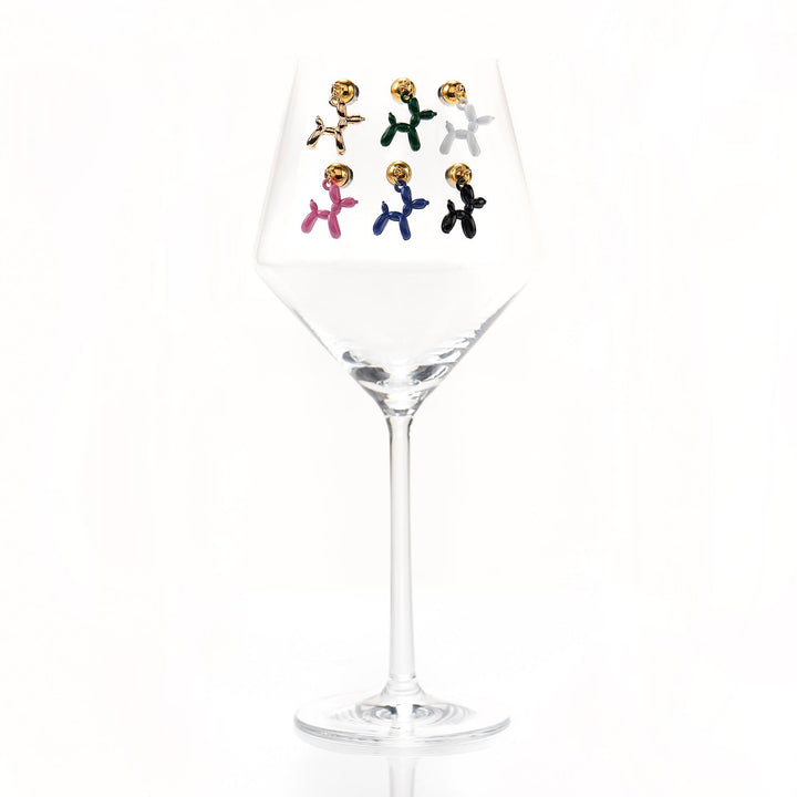 Balloon Dog Magnetic Wine Glass Charms - Set of 6
