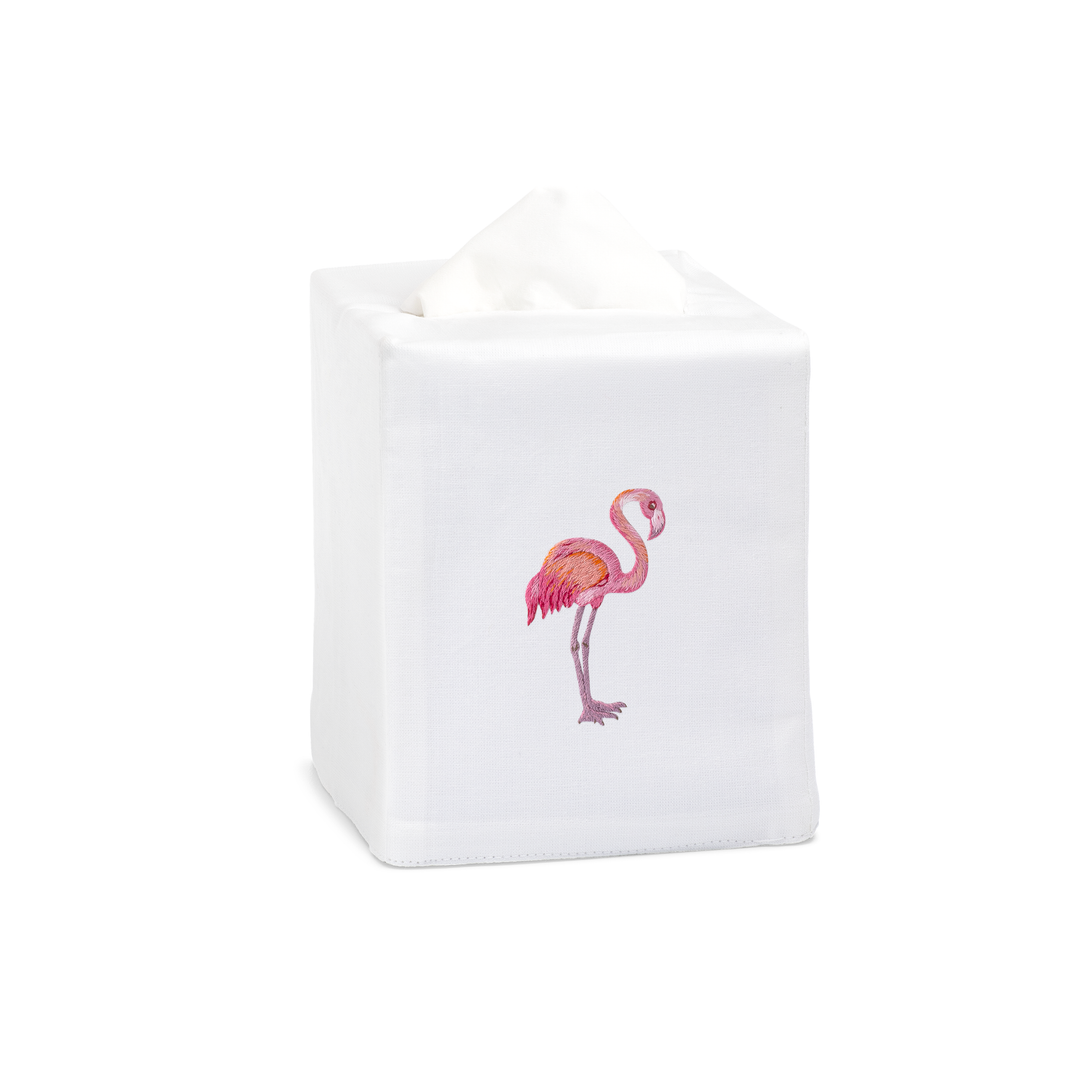 Flamingo Embroidered Tissue Box Cover