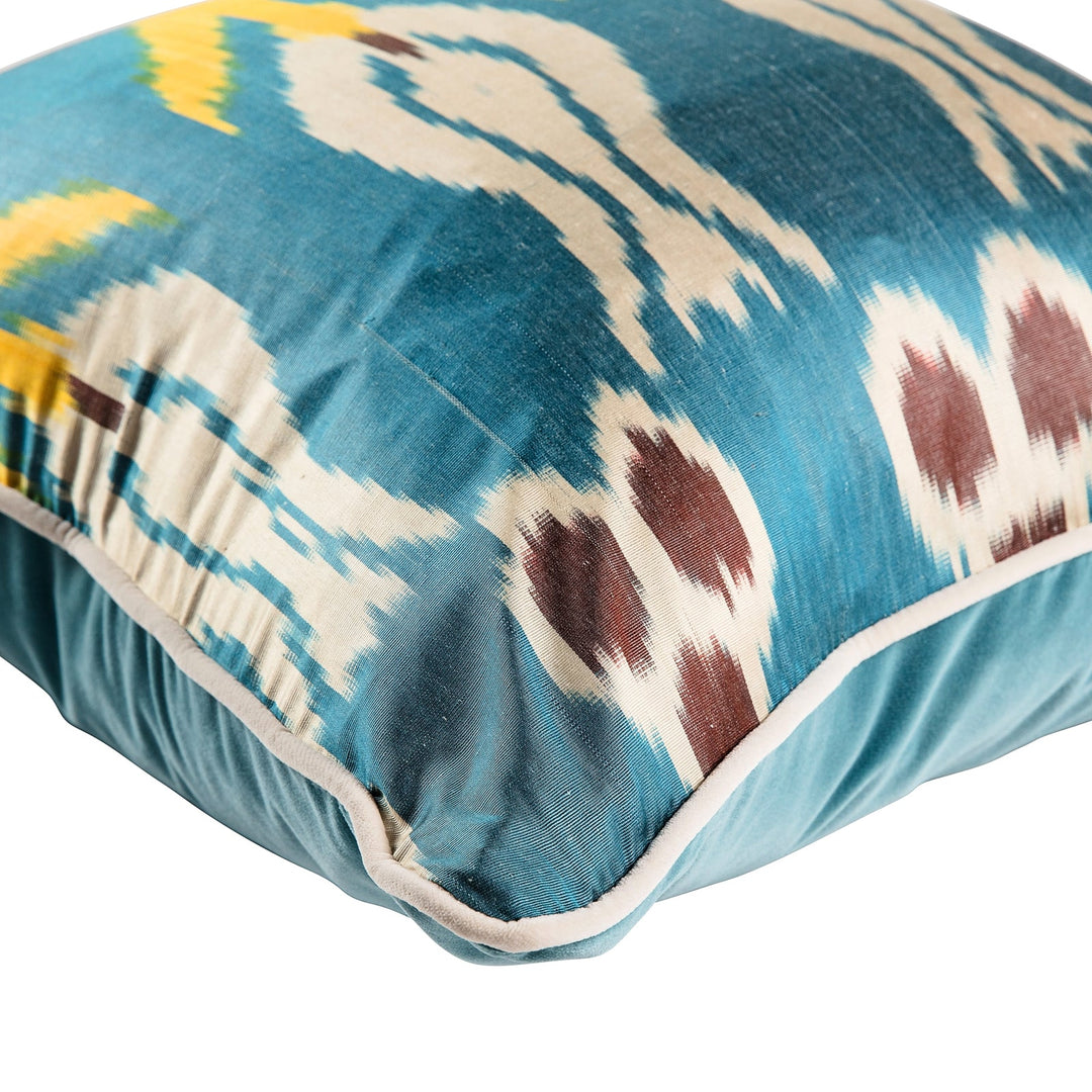 Blue Floral Square Ikat Cushion - Limited Edition