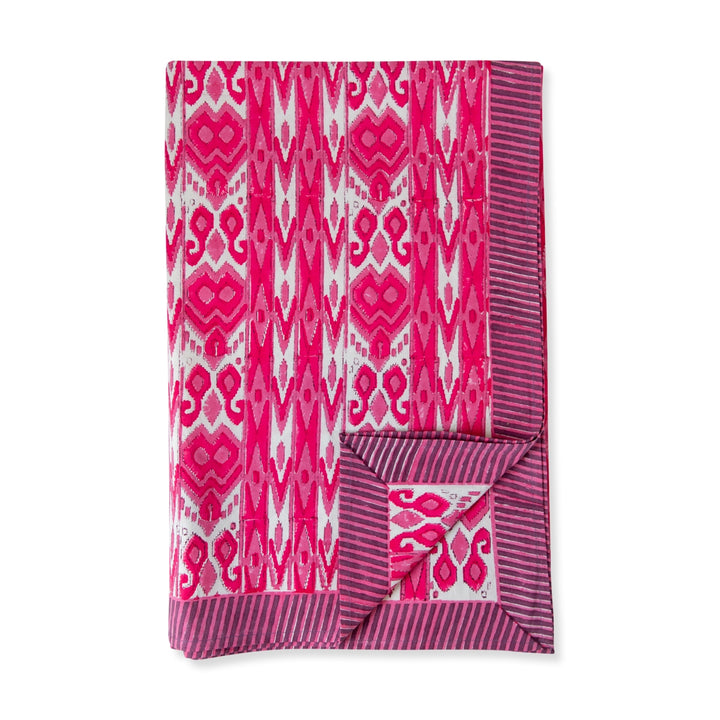 Poppy Pink Ikat Tablecloth