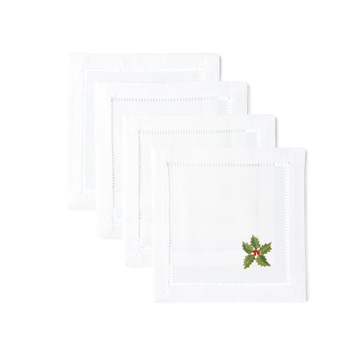 Holly Cocktail Napkins - Set Of 4