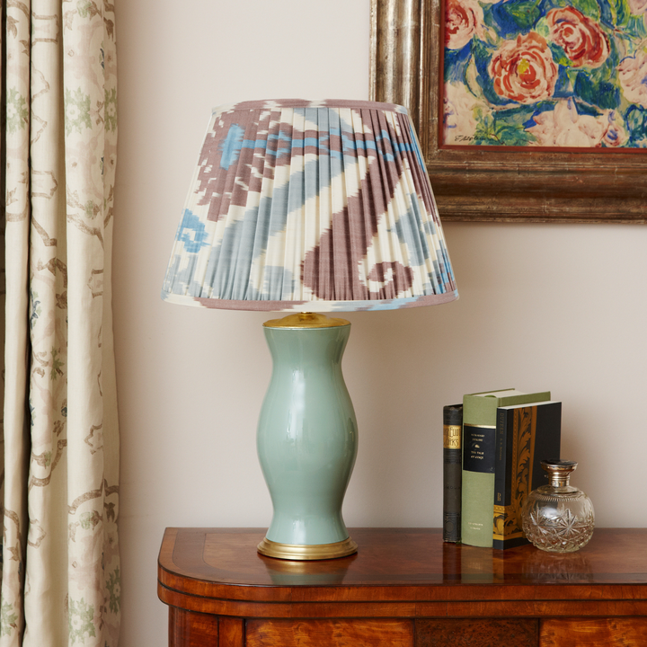 Blue and Terracotta Silk Ikat Lampshade