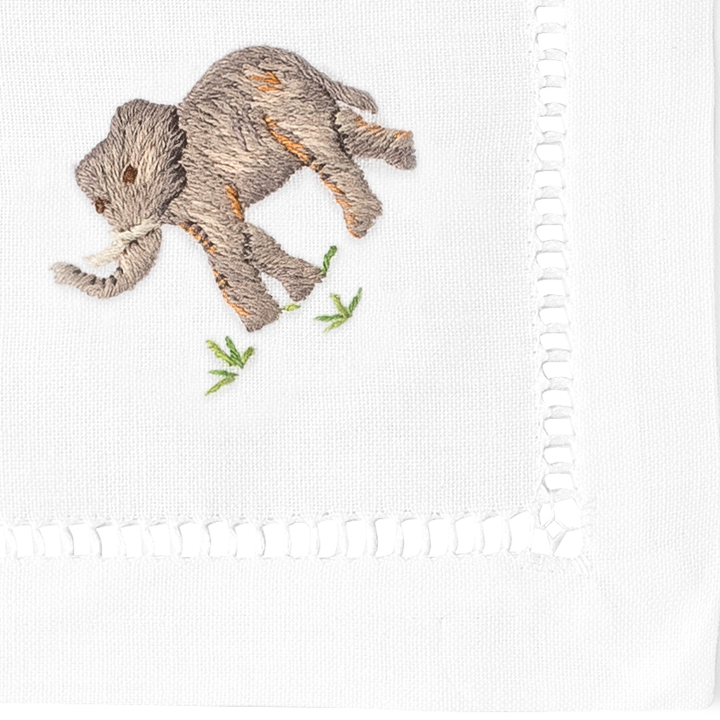 African Animals Embroidered Cocktail Napkins