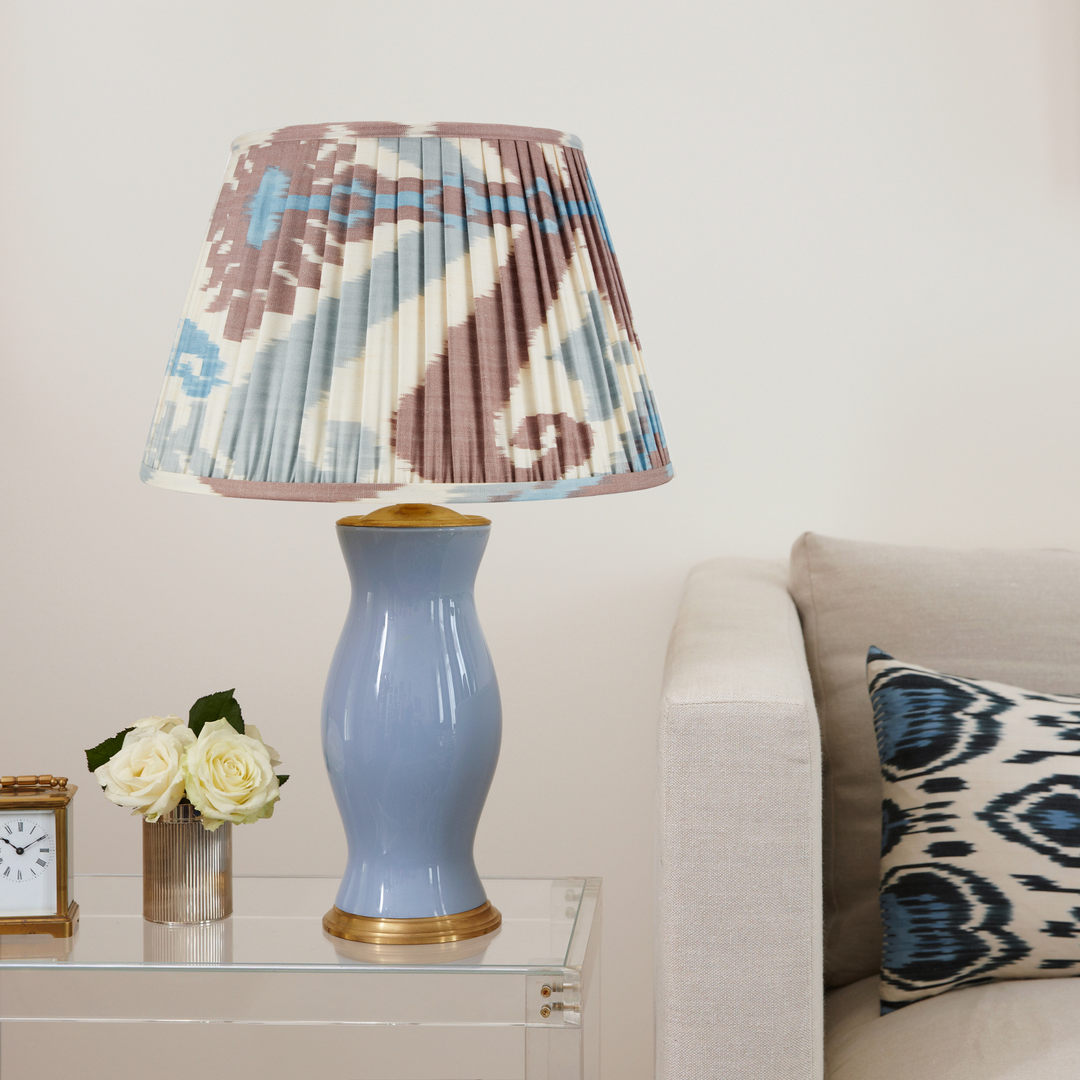 Blue and Terracotta Silk Ikat Lampshade
