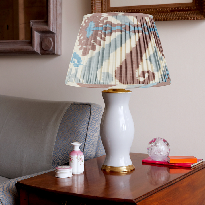 Blue and Terracotta Silk Ikat Lampshade
