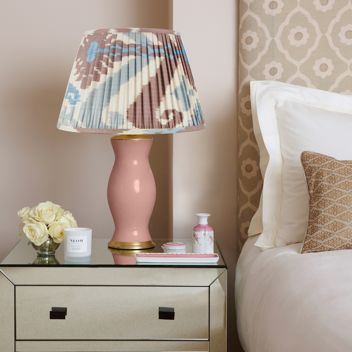 Blue and Terracotta Silk Ikat Lampshade