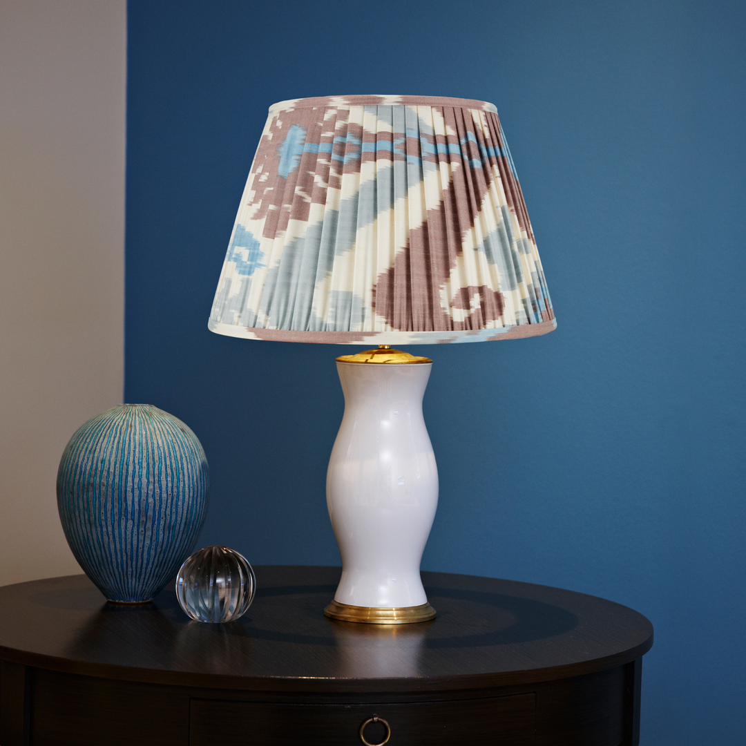 Blue and Terracotta Silk Ikat Lampshade