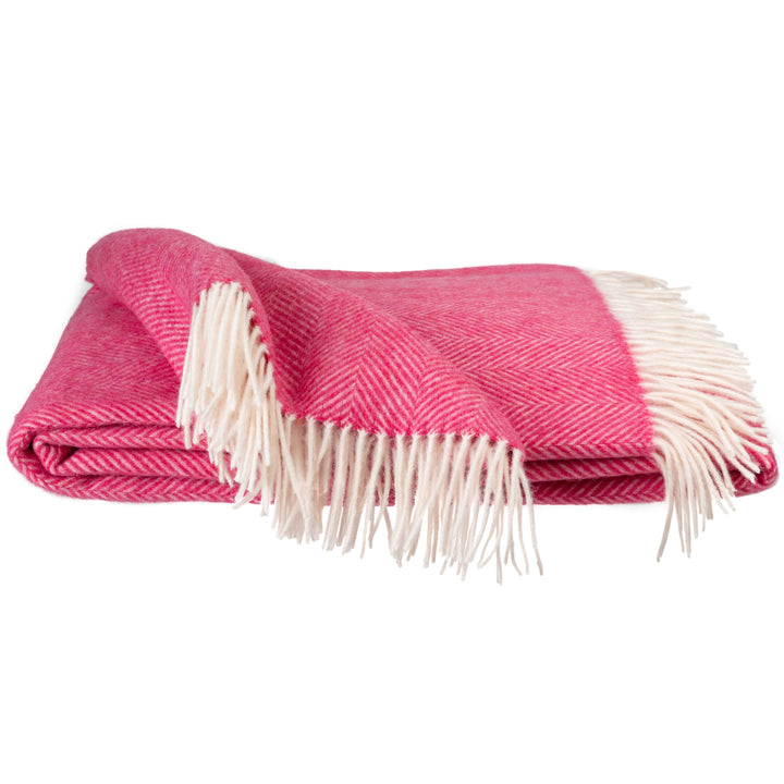 Pink Merino Wool Herringbone Throw