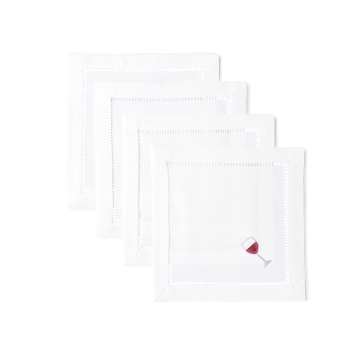 Red Wine Embroidered Cocktail Napkins