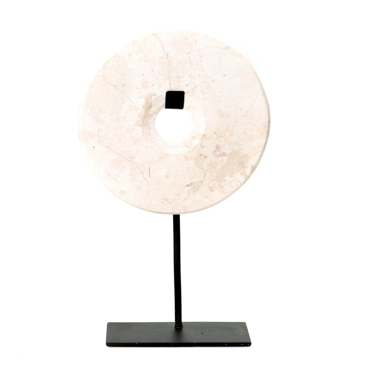 Large Blanc Marble Disc Sculpture