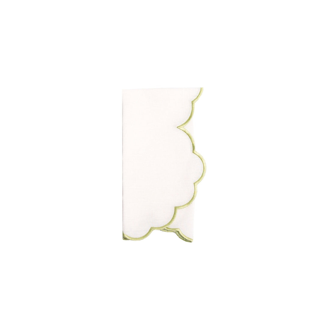 Iris Linen Napkin - Ivory & Light Green