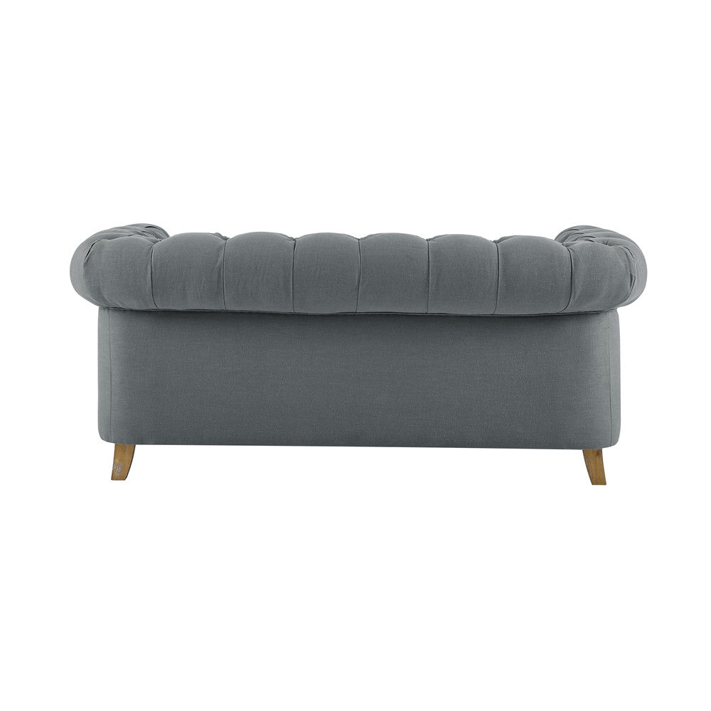 Amelia Grey Linen Chesterfield Two Seater Sofa