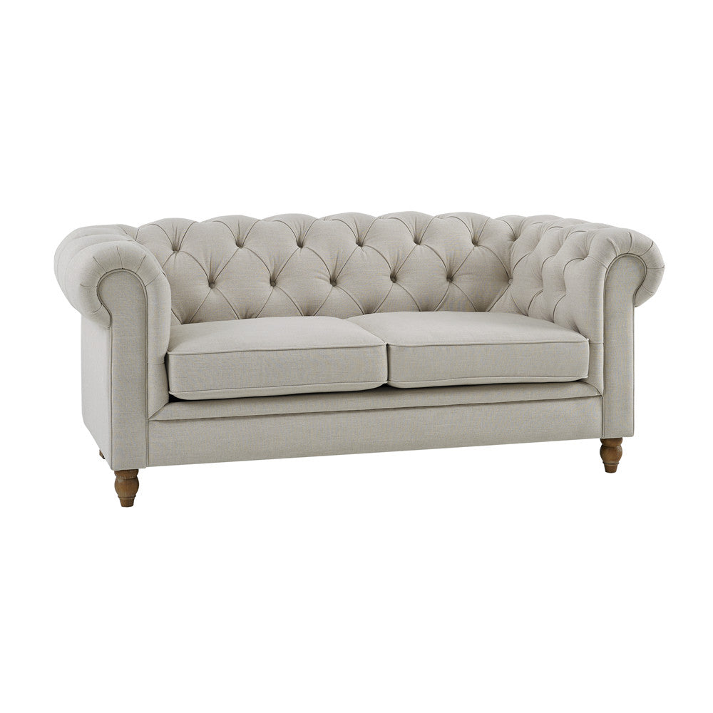 Amelia Oatmeal Linen Chesterfield Two Seater Sofa