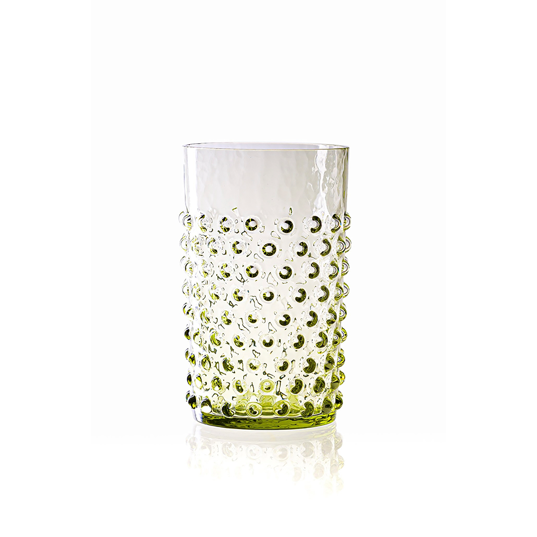 Olive Green Hobnail Glass Tumbler