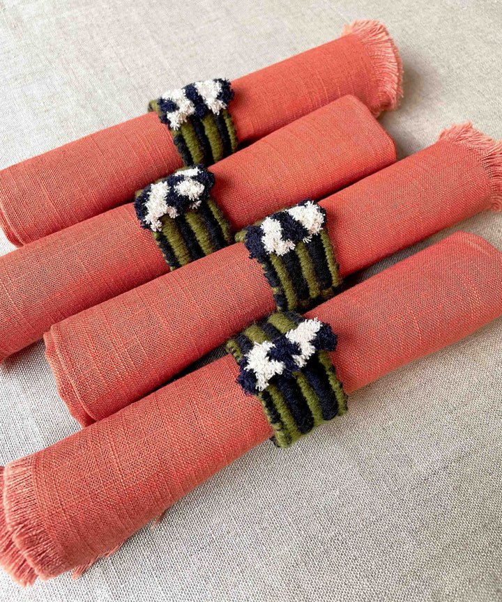 Coral Linen Frayed Napkins