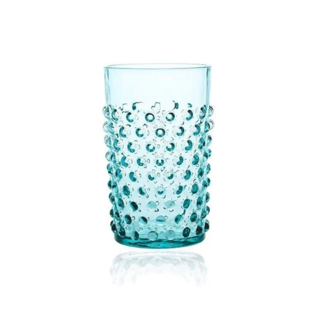 Hobnail Glass Tumbler - Aquamarine
