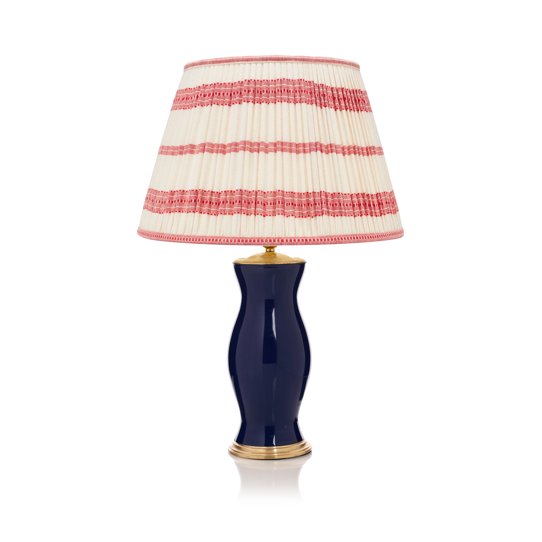 Embroidered Red Stripe Pleated Lampshade