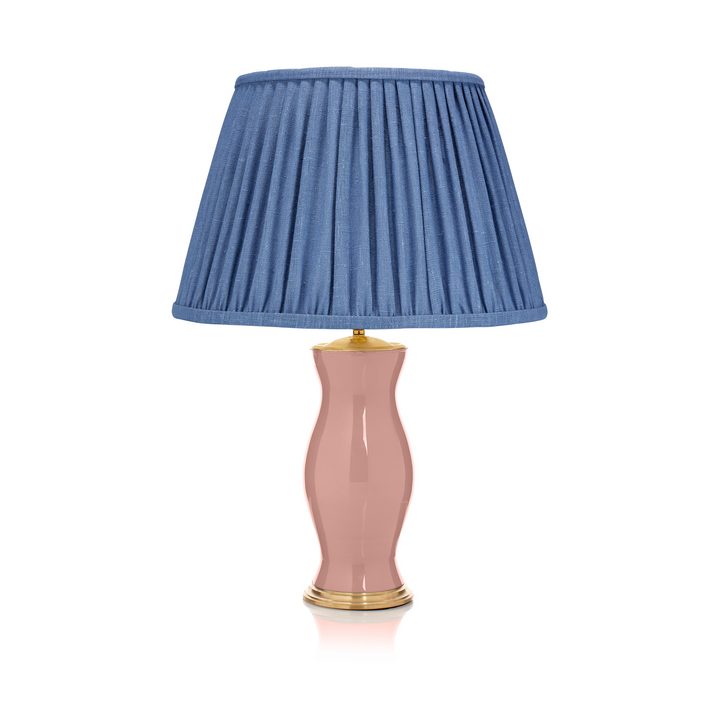Blue Pleated Linen Lampshade