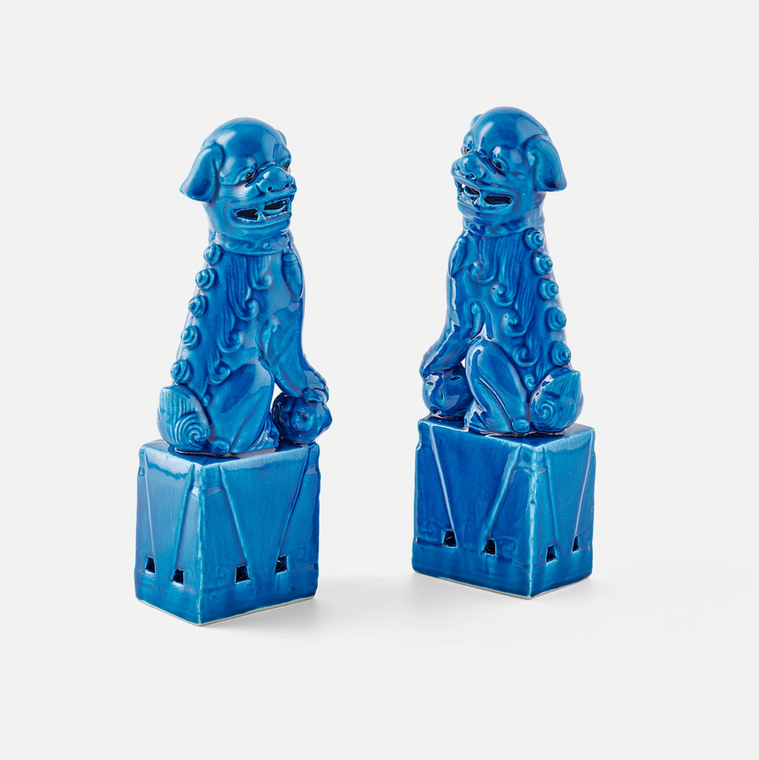 Classic Blue Ceramic Glaze Foo Dogs