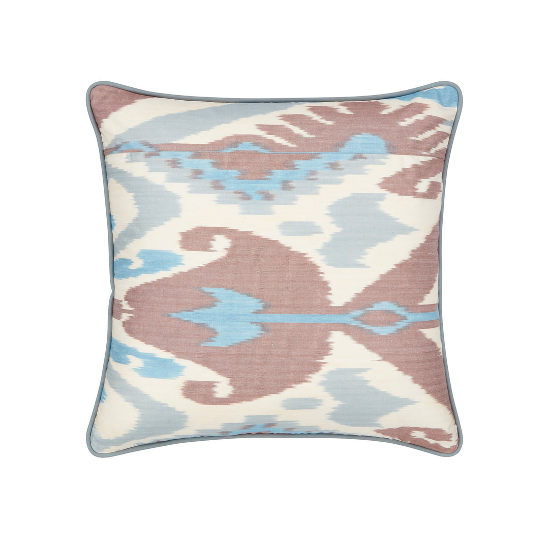 Blue and Terracotta Ikat Cushion