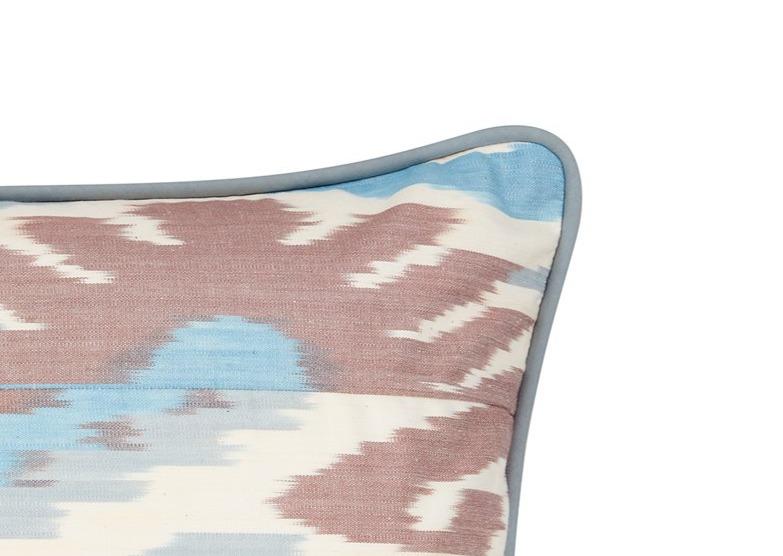 Blue and Terracotta Ikat Cushion