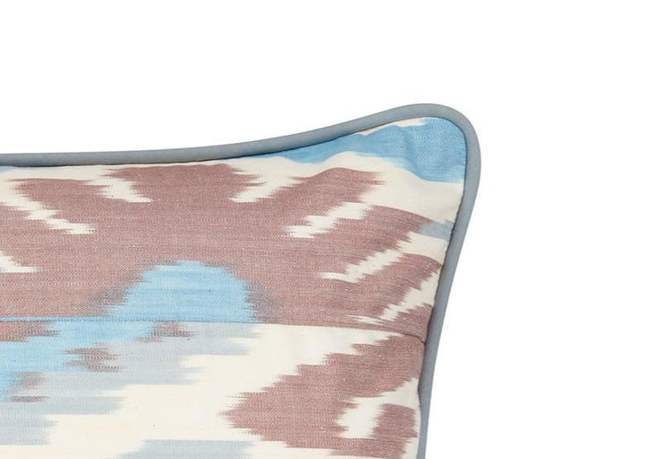 Blue and Terracotta Ikat Cushion