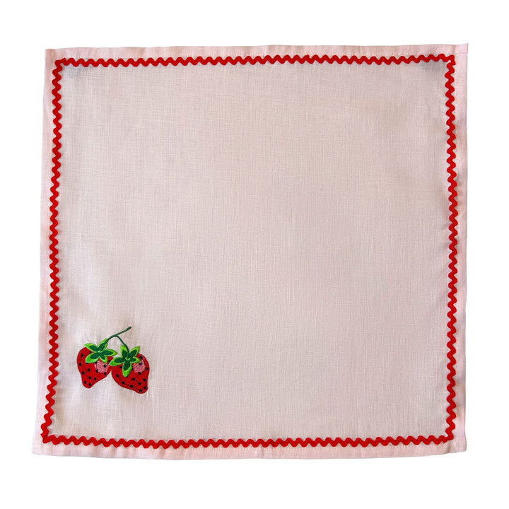 Fruity Embroidered Linen Napkins