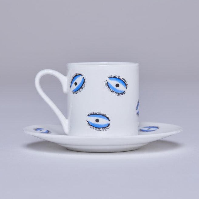 Evil Eye Espresso Cup and Saucer - Pair