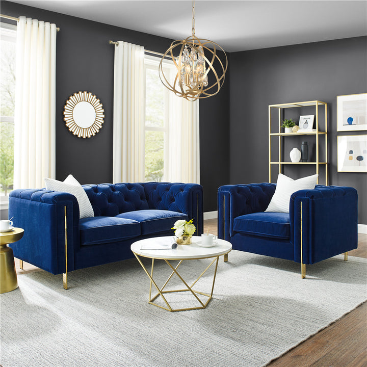 Charlotte Persian Blue Velvet Two Seater Sofa