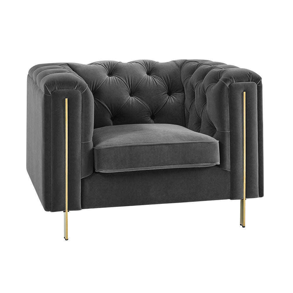 Charlotte Moonlight Grey Velvet Armchair