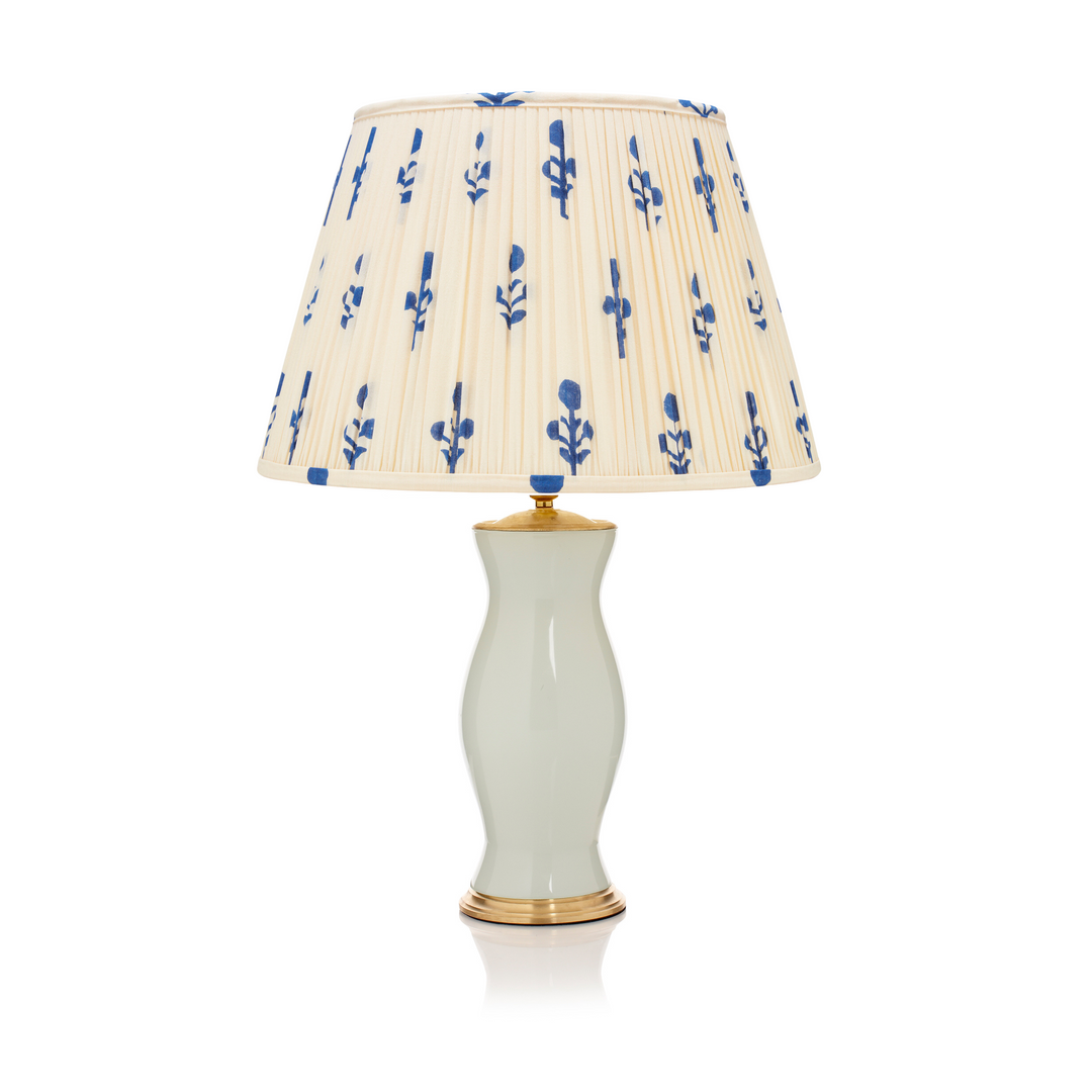 Blue Rose Pleated Lampshade & Cloud Green Table Lamp