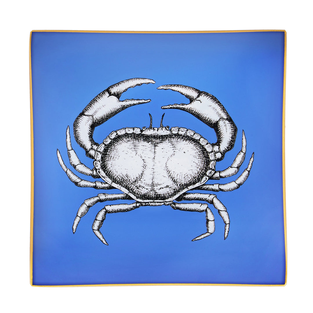 Cornflower Blue Crab Glass Tray