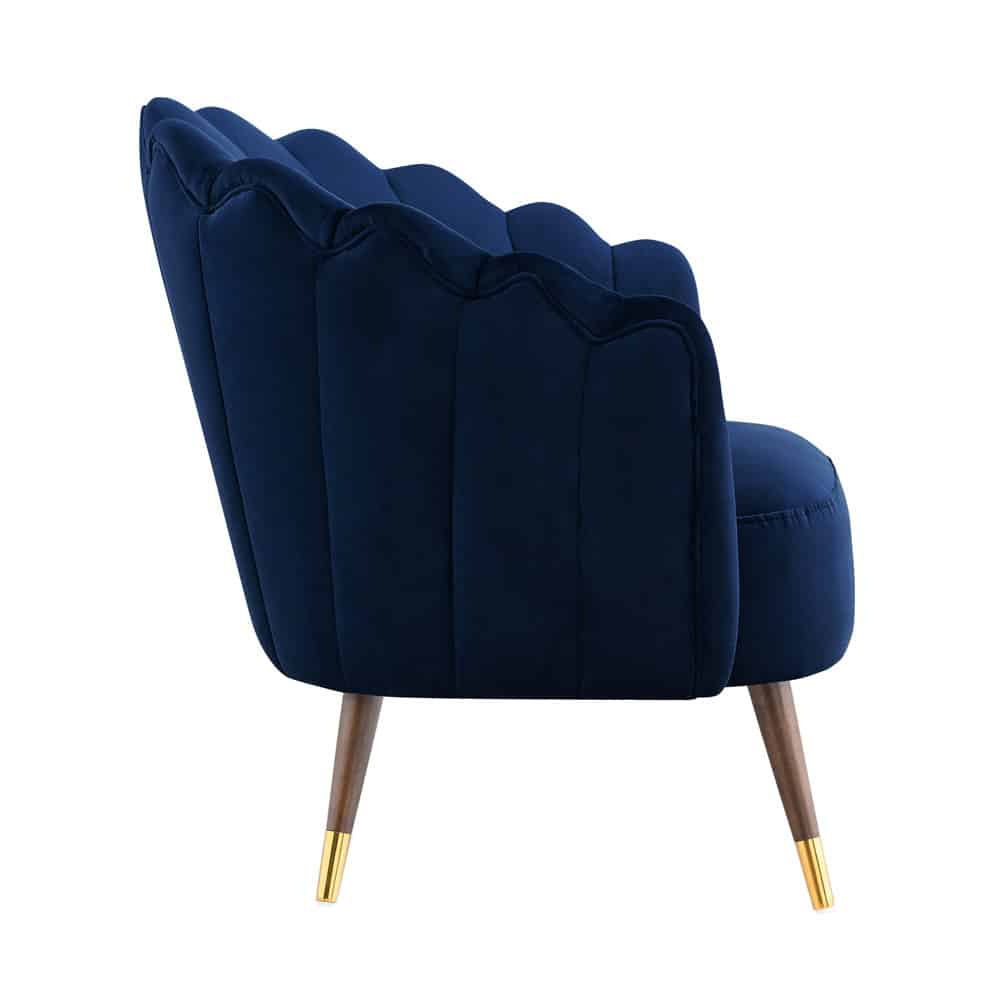 Camille Sapphire Blue Velvet Scalloped Chair