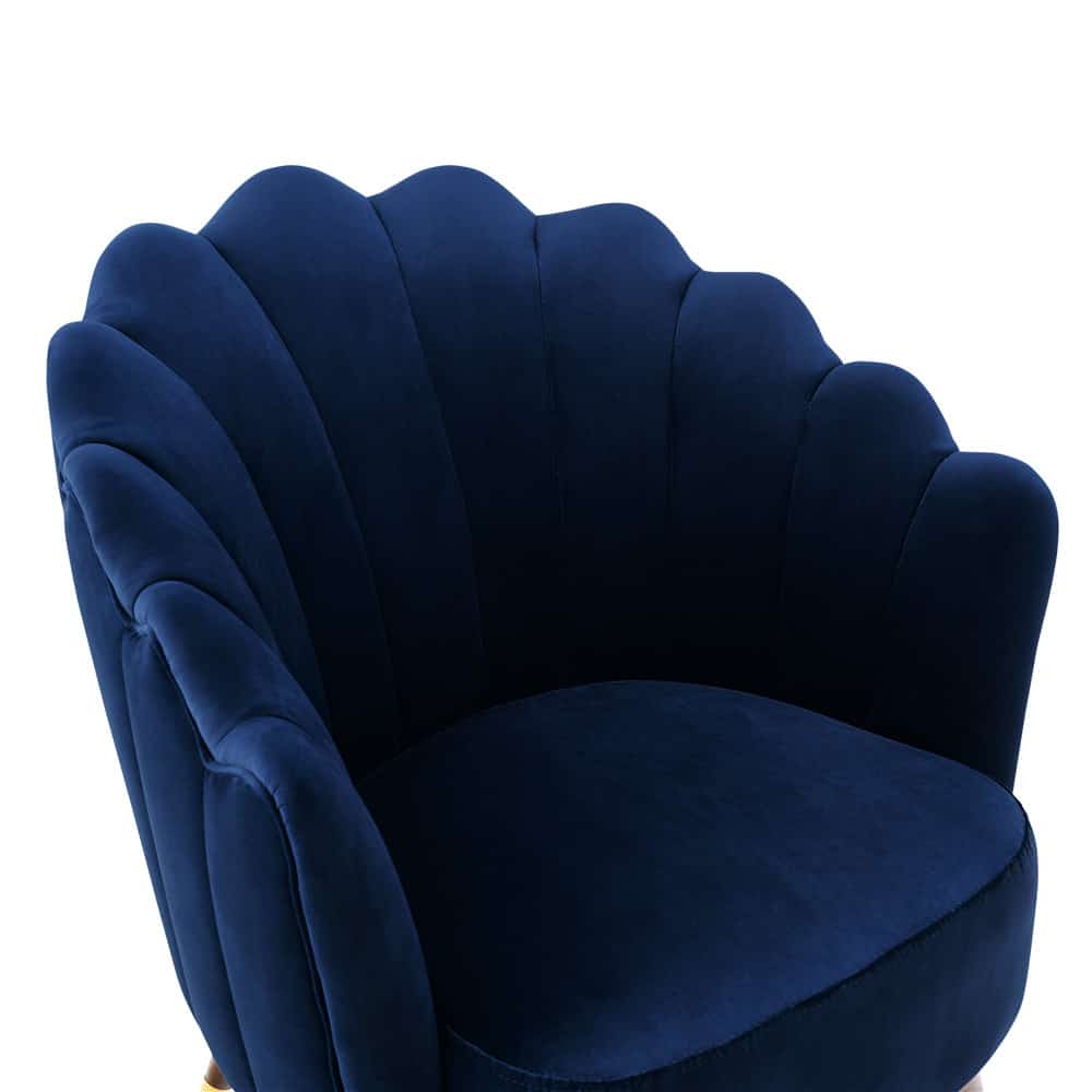 Camille Sapphire Blue Velvet Scalloped Chair