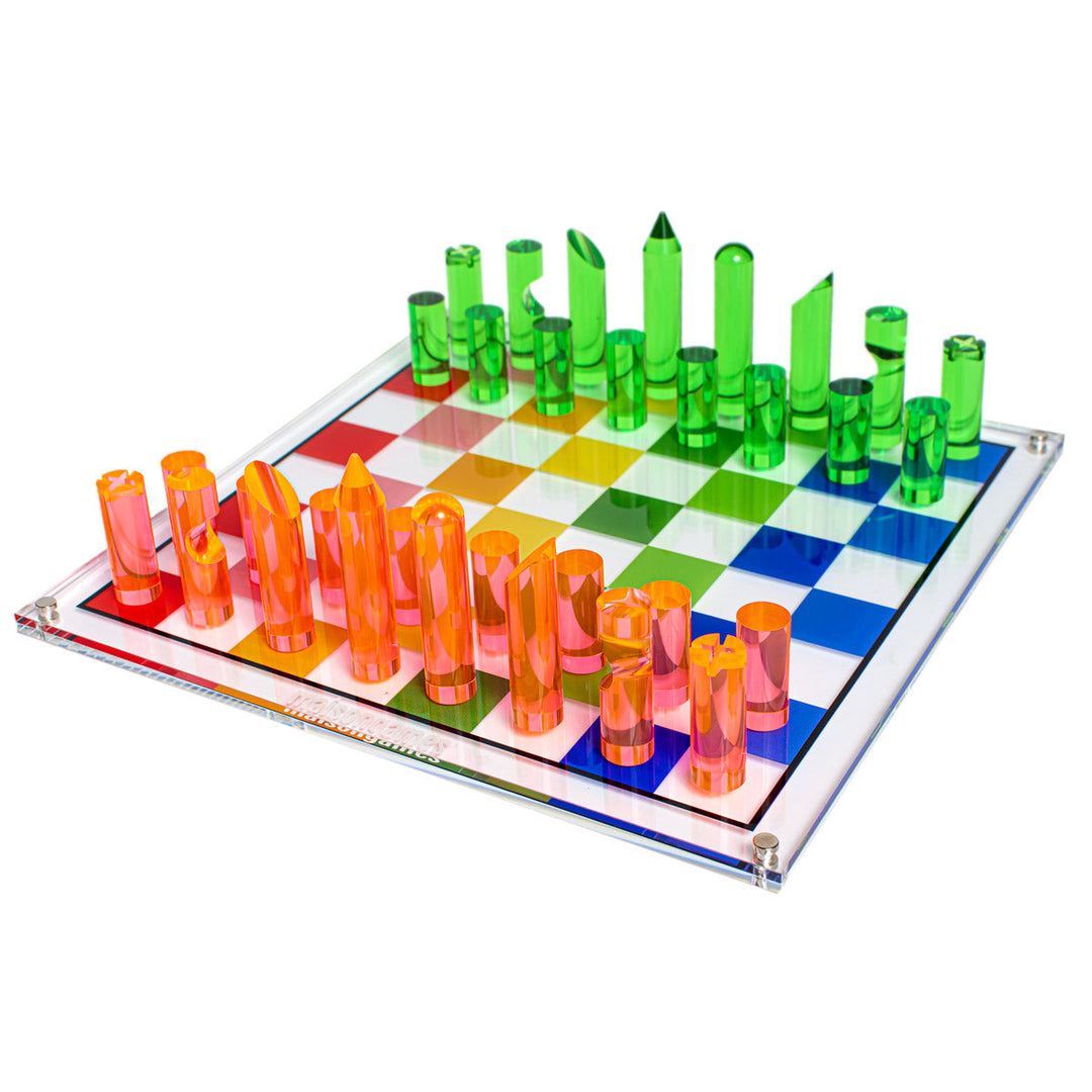 Rainbow Acrylic Chess Board Set