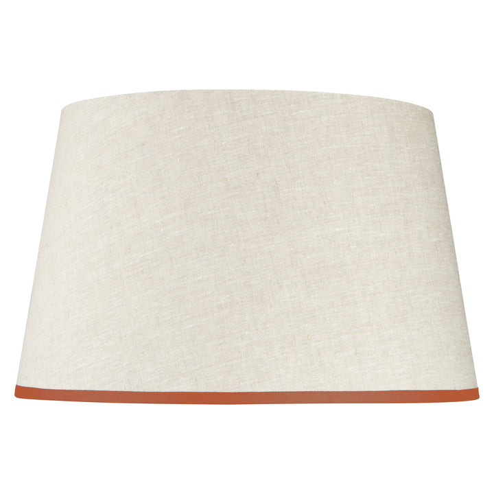 Stretched Linen Lampshade with Ribbed Coral Trim