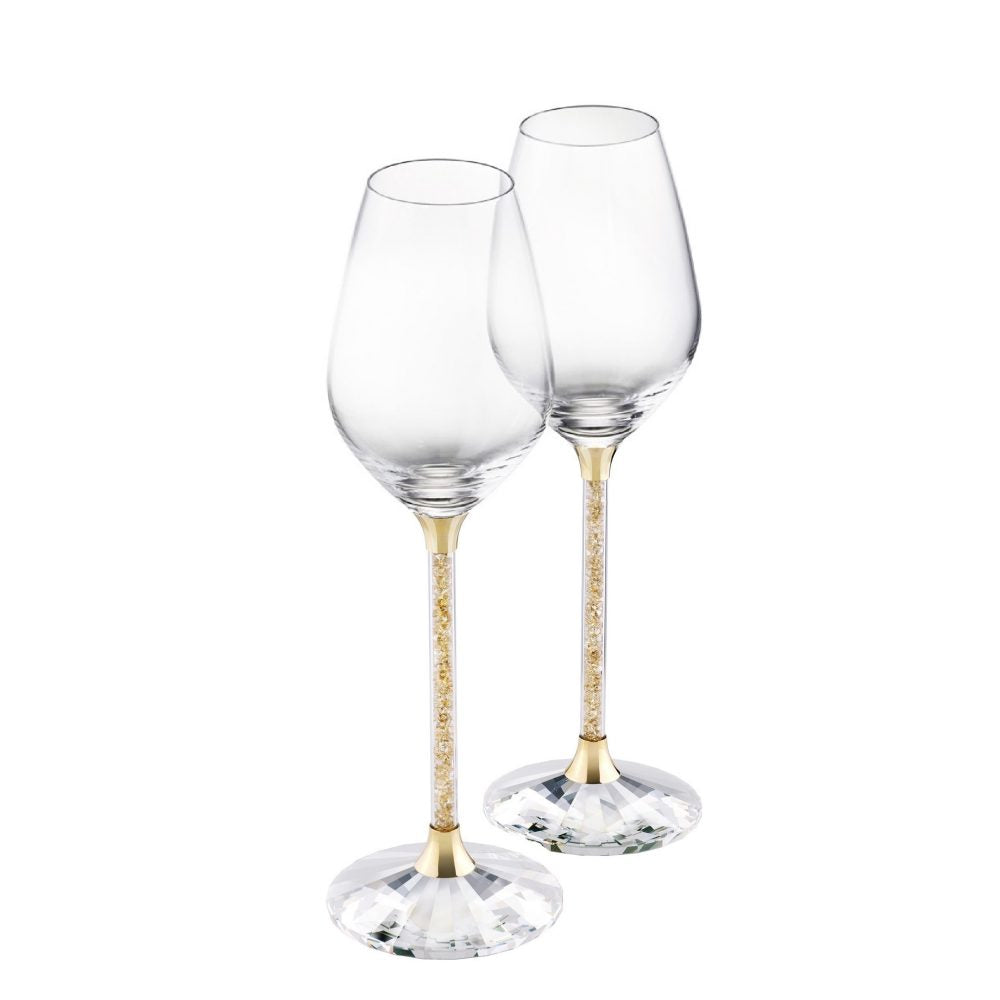 Gold Swarovski Crystal Wine Glasses - Pair