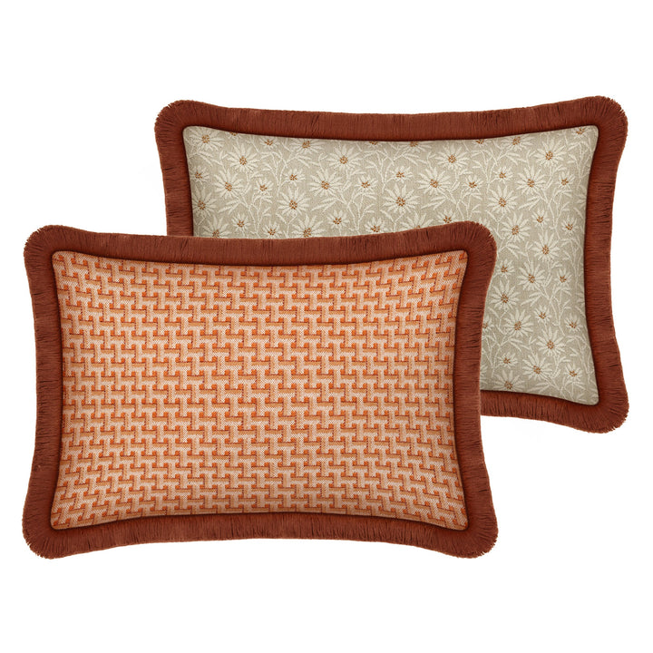 Janis Burnt Orange & Mako Sand Double Sided Cushion