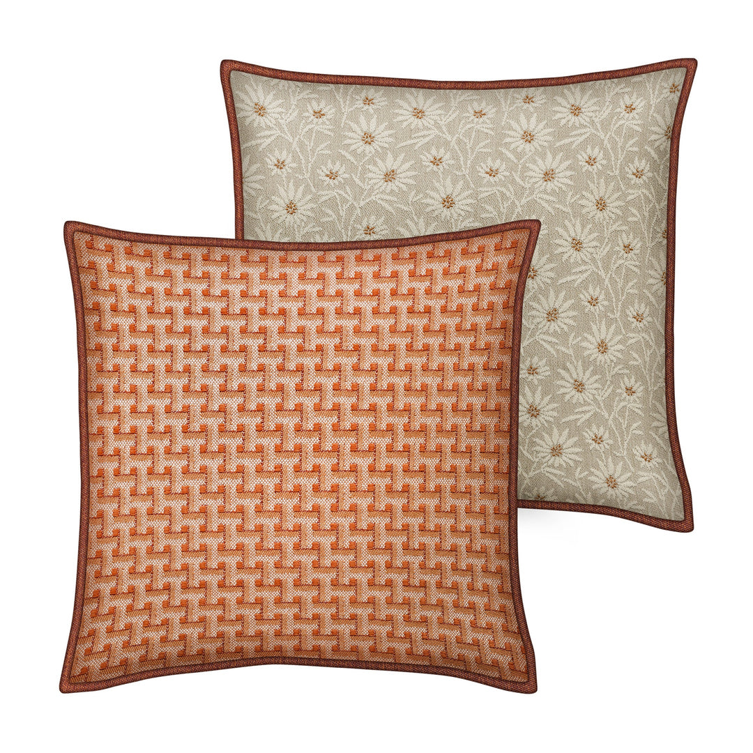 Janis Burnt Orange & Mako Sand Double Sided Cushion