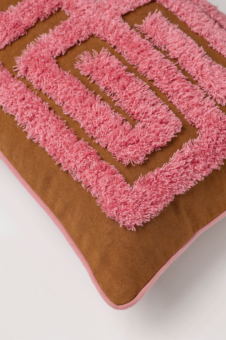 Cleo Cushion - Pink & Brown