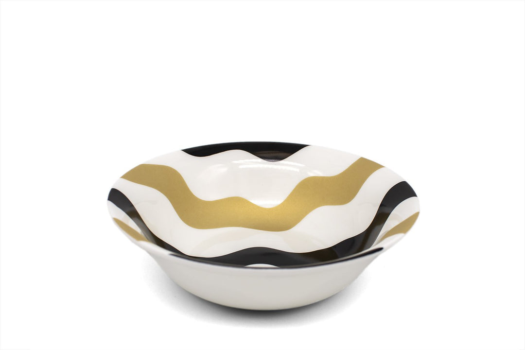 Black & Gold Scallop Bowls - Pair