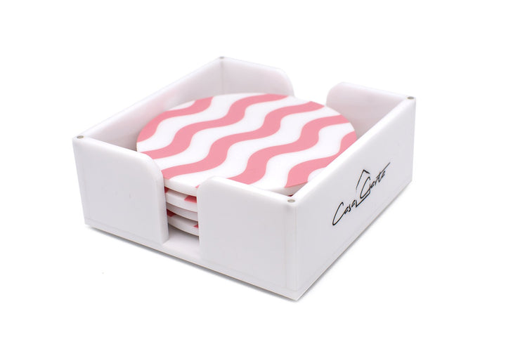 Pink & White Scallop Acrylic Coasters