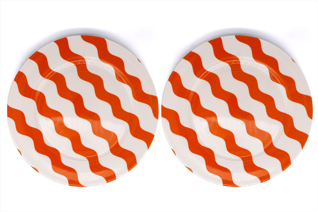 Orange Scallop Dinner Plate - Pair